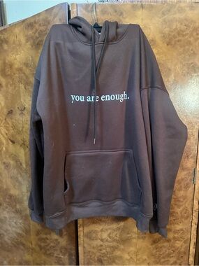 You Are Enough. Brown Pullover Hoodie - Inspirational Women's Sweatshirt
